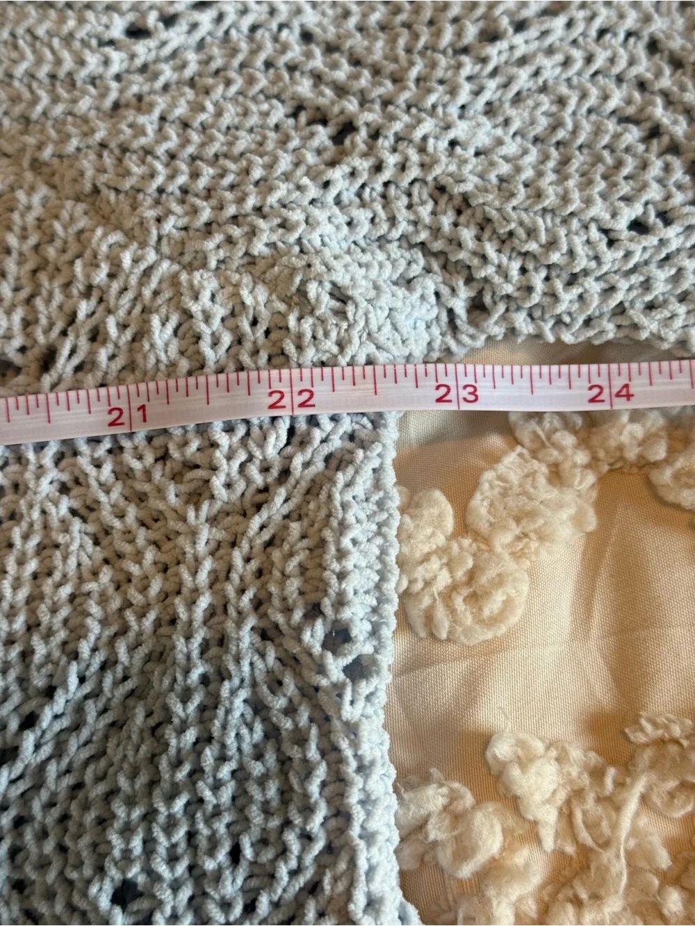 NWOT Cupcake Blue Pointelle Knit Bell Sleeve Cropped Sweater Size Small